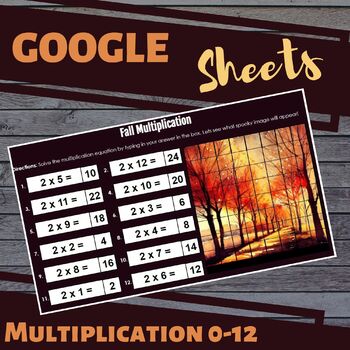 Preview of Fall Google Sheet Digital Pixels: Multiplication Practice 0-12