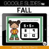 Fall Google Slides™ Addition Facts 1st Grade Practice Set 