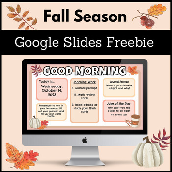 Preview of Fall Google Slides Templates Agenda Freebie Morning Meetings Pumpkin Spice