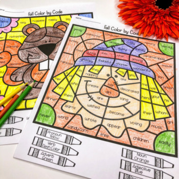 Fall Grammar Coloring Pages Parts of Speech by Love Teaching Kids
