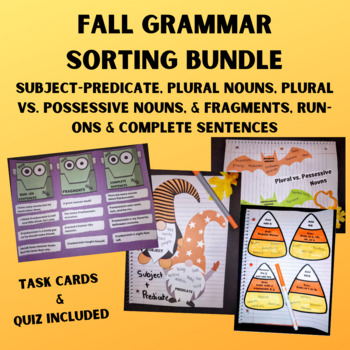 Preview of Fall Grammar Sorting Bundle - Subj/Predicate, Plural Nouns, Plural/Possessives