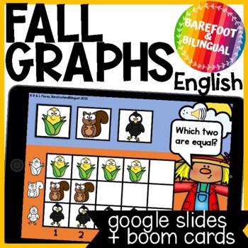 Preview of Fall Graphs Boom Cards & Google Slides | English - Early Childhood Math