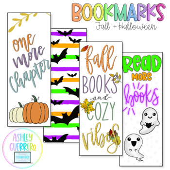 Preview of Fall + Halloween Bookmarks