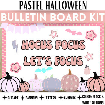 Preview of Fall/Halloween Bulletin Board Kit, Pastel Halloween Classroom Door Decor