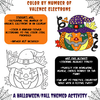 Preview of Fall/Halloween Chemistry Color by Valence Electrons | Atomic Structure