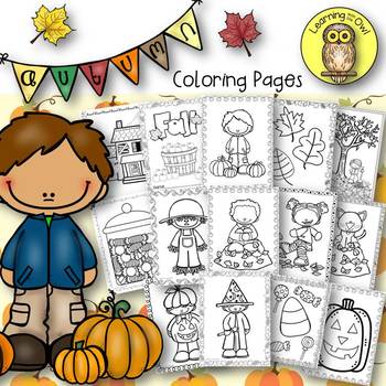 Preview of Fall and Halloween Coloring Pages FREEBIE