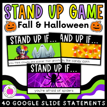 Preview of Fall / Halloween Digital Icebreaker Activity - Stand Up Sit Down Game Bundle