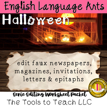 Preview of Halloween Eerie Editing Grammar Worksheet Packet Printable No Prep