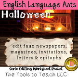 Halloween Eerie Editing Grammar Worksheet Packet Printable