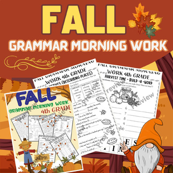 Preview of Fall / Halloween Grammar Morning Work activities 4th grade activities