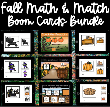 Preview of Fall Life Skill Counting and Match Boom Cards Bundle