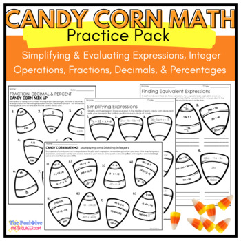 Preview of Fall Halloween Simplifying Expressions and Percent Worksheets