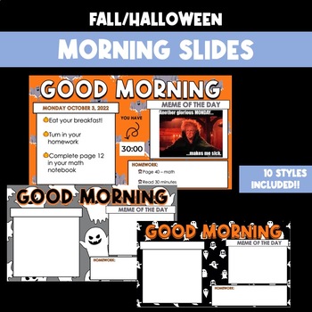 Preview of Fall / Halloween Morning Slides *NOW EDITABLE*