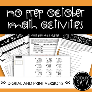Preview of Fall/Halloween No Prep 3rd Grade Math Activities (digital and print) VA SOL