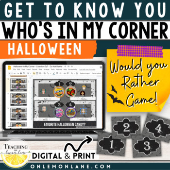 Preview of Fall Halloween October Would You Rather Four 4 Corner Questions Games Activities