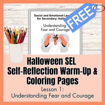 Preview of Fall, Halloween Social and Emotional Learning Warm-Up Reflections & Coloring