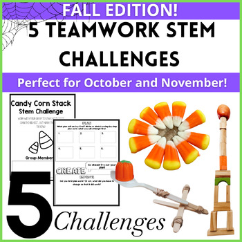 Preview of Fall & Halloween Stem Challenges for Teamwork and Community Building Pack of 5