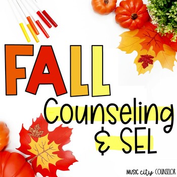 Preview of Fall, Halloween, & Thanksgiving Counseling SEL Resource BUNDLE Digital Printable