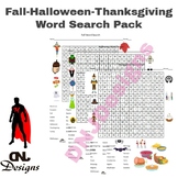 Fall-Halloween-Thanksgiving Word Search Pack