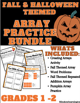 Preview of Fall & Halloween Themed Array Practice Bundle | Grades 1-2