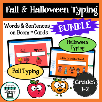 Preview of Fall & Halloween Typing BUNDLE Word and Sentence Typing Boom™ Cards