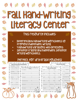Preview of Fall Handwriting Literacy Center | Handwriting Practice | Handwriting |