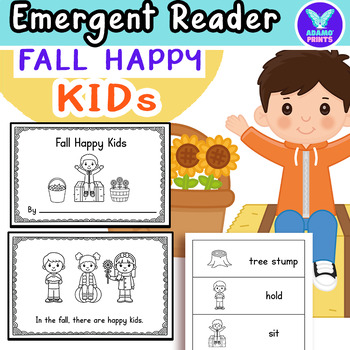 Preview of Fall Happy Kids Autumn Emergent Reader Kindergarten ELA Activities Mini Books