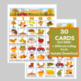 Fall Harvest Bingo 30 cards, Download, Printable Games, Vi
