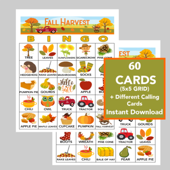 Preview of Fall Harvest Bingo, Bingo Games, Digital Download, 60 cards