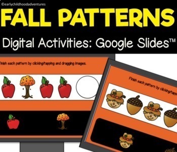 Preview of Fall Harvest Digital Patterns for Preschool, Pre-K & Kindergarten Google Slides™