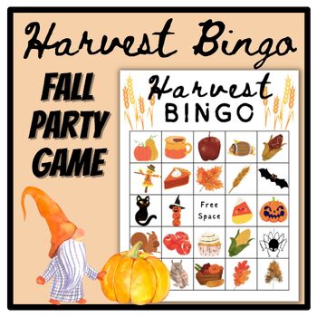 Fall Harvest Party Bingo Game - Autumn Class Party - Pumpkins Leaves ...