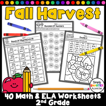 Preview of Fall Harvest Second Grade Math and Literacy Worksheets and Activities