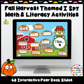 Preview of Fall Harvest Themed Math And Literacy Digital I Spy Pear Deck Activities