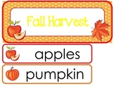 Fall Harvest Word Wall Weekly Theme Bulletin Board Labels.