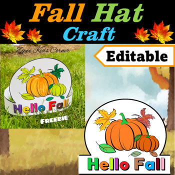Preview of Fall Hats Craft | Fall Activities | Fall Coloring Pages - Editable Text PDF