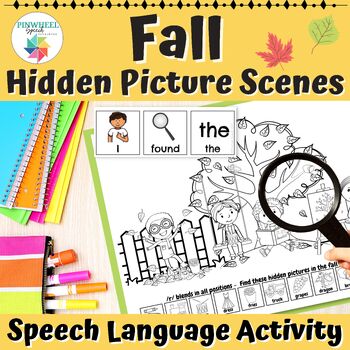 Preview of Fall Hidden Picture Scenes Articulation and Vocabulary Speech Therapy Activity