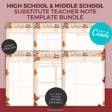 Fall High School Substitute Teacher Note Bundle | Middle S