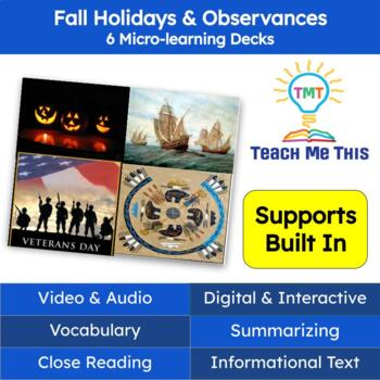 Preview of Fall Holidays Informational Text Reading Passage and Activities Bundle