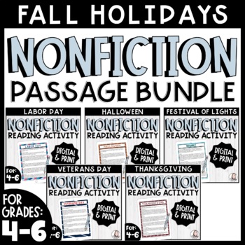 Preview of Fall Holidays Reading Passages Bundle