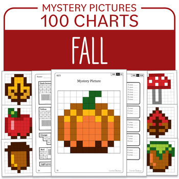 Preview of Fall Hundred Chart Math Mystery Pictures Place value Addition Subtraction