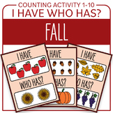 Autumn Fall Counting Activity I Have, Who Has? Game Counti