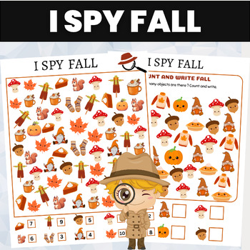 Preview of Fall I SPY Counting Math Activity | Autumn Math Activities