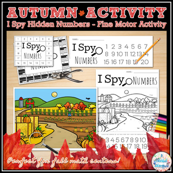 Preview of Fall I Spy Hidden Numbers Fine Motor Math Centers Activity {Sept, Oct, Nov}