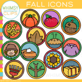 Symbols of Fall Season Icons Clip Art