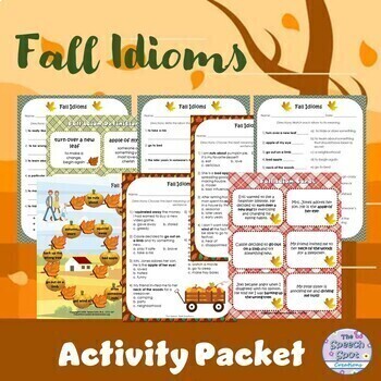 Preview of Fall Idioms Figurative Language Activities- Cards, Games, Worksheets