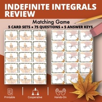 Preview of Fall: Indefinite Integrals REVIEW Matching Games