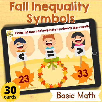 Preview of Fall Inequality Symbols Basic Math Skills Boom Cards