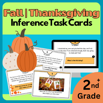 Preview of 40 Fall Inference Task Cards | Thanksgiving Inference Task Cards