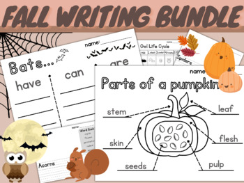 Preview of Fall Informative Writing | Have Can Are | Label | Life Cycle | Pumpkin Spider