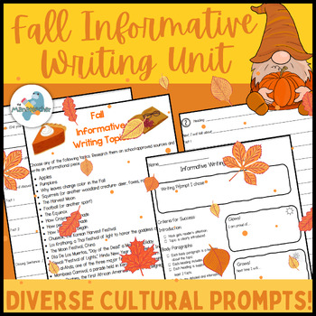 Preview of Fall Informative Writing Unit - Culturally Diverse Prompts - Graphic Organizer